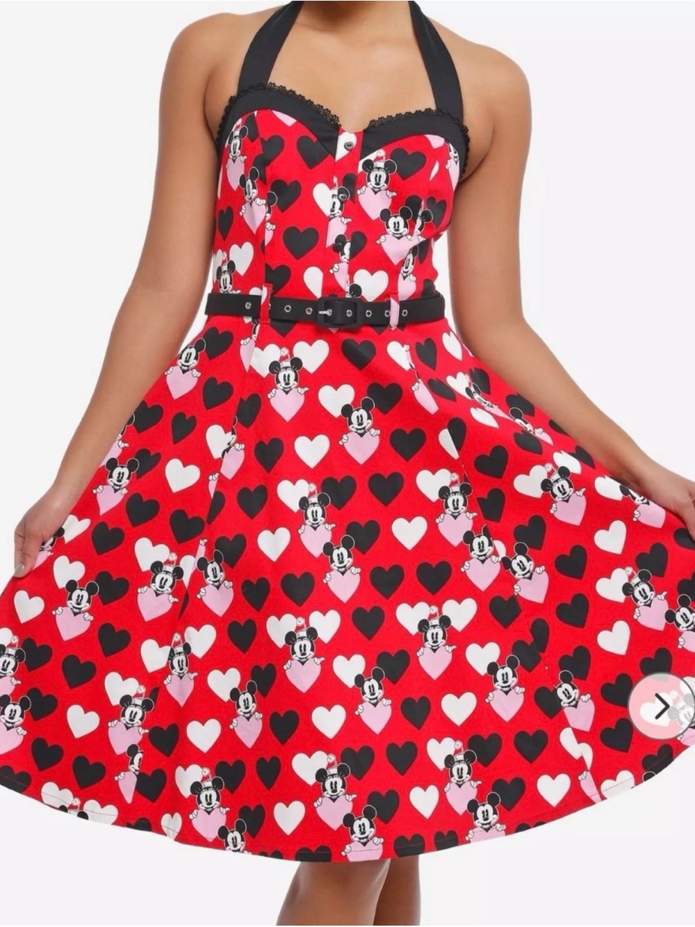 Red Minnie Heart Halter Swing Dress